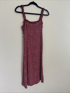 Burgundy Floral Midi Dress